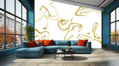 Golden wavy lines, thin waves, gold decoration Wall mural