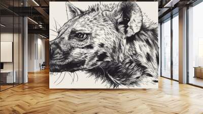 hyena Engraving style. Simple pencil drawing. vector simple illustration Wall mural