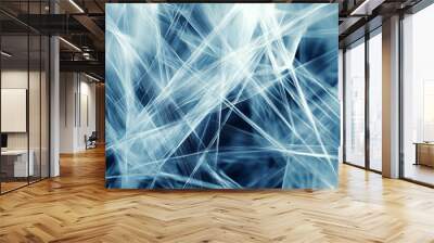 Intricate fibers are intertwining creating a complex network on a dark background Wall mural