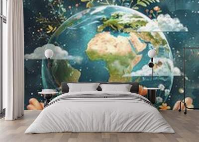 Let's protect the earth together Wall mural