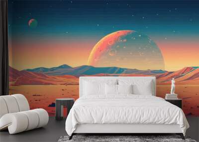 Mars surface vector illustratio Wall mural