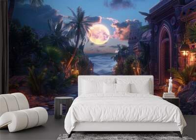 Mirage Mirage: Arabian Nights Fantasy, 4K hyperrealistic photo Wall mural