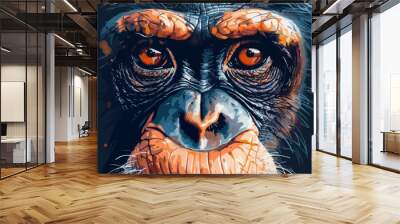 Monkey portrait. vector simple illustration Wall mural