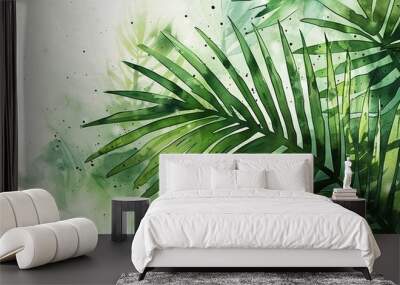 Palm sunday soncept illustration, Generative AI watercolor background Wall mural