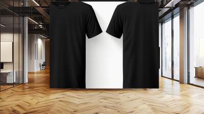 Plain black t - shirt mockup design. front and rear view. isolated on transparent background Wall mural