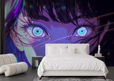 Pretty anime girl drawn by marker Wall mural