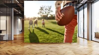 Ready to start. Happy family spending time in the park on a sunny day Wall mural