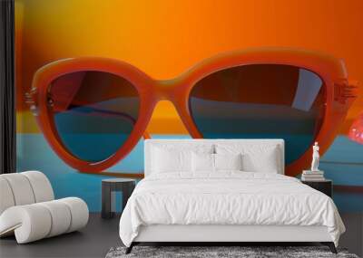 Retro sunglasses with bold frames, 4K hyperrealistic photo Wall mural