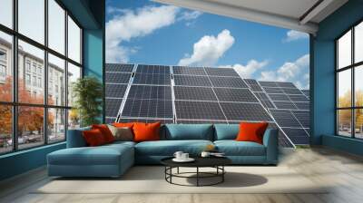 Solar panel as alternative electricity source new renewable energy against blue sky Wall mural