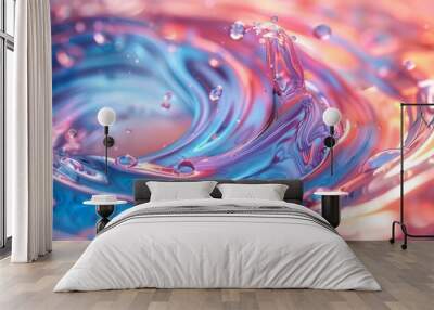 Swirling liquid 3D helix with fluid reflections, 4K hyperrealistic photo Wall mural