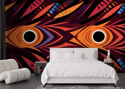 The image is a colorful and abstract representation of two eyes Wall mural