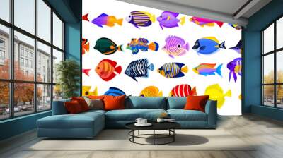 Tropical fish vector cartoon icon. Isolated cartoon icon aquarium animals .Vector illustration tropical fish on white background. Wall mural