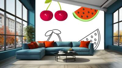 Vector design of fresh and red symbol. Set of fresh and organic vector icon for stock. Wall mural