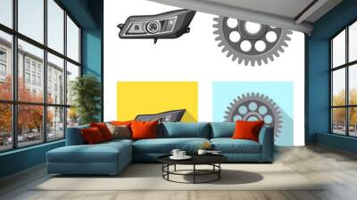 Vector illustration of auto and part icon. Set of auto and car stock vector illustration. Wall mural