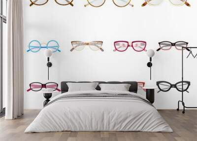 Vector illustration of glasses and frame icon. Set of glasses and accessory stock symbol for web. Wall mural