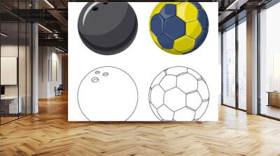 Vector illustration of sport and ball icon. Set of sport and athletic vector icon for stock. Wall mural