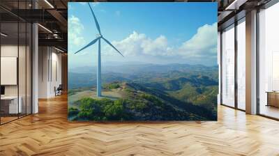 Wind turbine near a scenic overlook. Wall mural