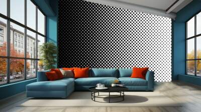 Gradient halftone dots background horizontal vector illustration. Black white dots halftone texture. Pop Art black white halftone pattern. Background of Art. AI10 Wall mural