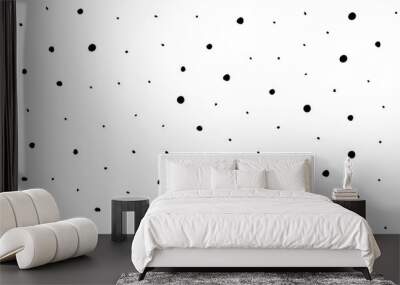 Seamless pattern hand drown spots, polka dots. Random dots, bubbles, circles. Background with black grain, dirt, blobs on white. Messy grunge elements. Irregular chaotic abstract vector illustration. Wall mural