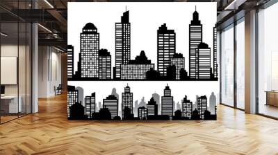 Vector set of black horizontal night cityscapes Wall mural