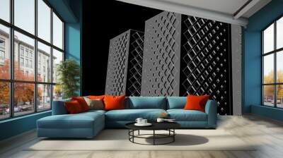 abstract geometric facades of buildings 3d illustration Wall mural