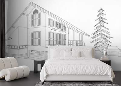 house architectural sketch 3d illustration	
 Wall mural