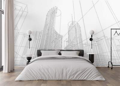 modern city sketch abstract architecture 3d rendering Wall mural