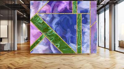 modern mosaic, inlay. illustration in stained glass style. art deco background. geometric pattern. m Wall mural