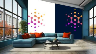 Dot hexagon logo vector icon network data blockchain digital Wall mural