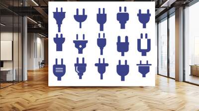 Electric plugs icon symbol set collection Wall mural