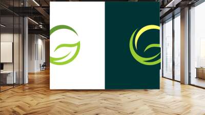 Letter G leaf logo tree plant green eco icon abstract nature Wall mural