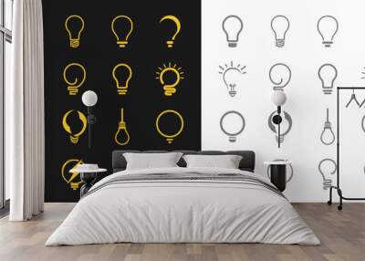 Light bulb lamp icon logo collection set. line outline vector illustration Wall mural