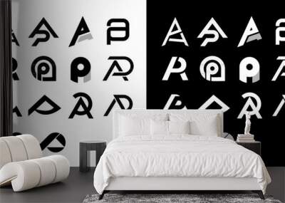 Set of letter PA or AP logo vector icon abstract monogram initial collection Wall mural