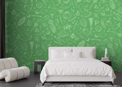 Artistic Vegetable Sketches Seamless Background for Eco-Friendly Designs. Wall mural