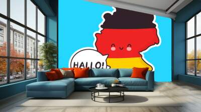 Cute happy funny Germany map and flag character Wall mural