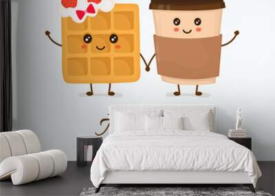 Cute smiling funny viennese waffle Wall mural