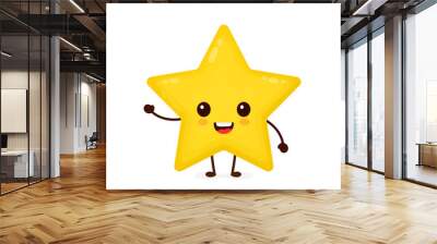 Happy cute smiling funny star. Vector  Wall mural