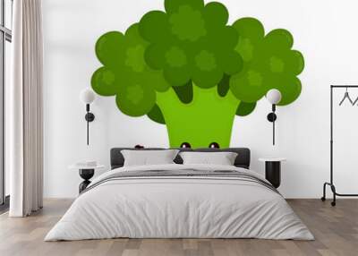 Happy smilling cute broccoli. Vector  Wall mural