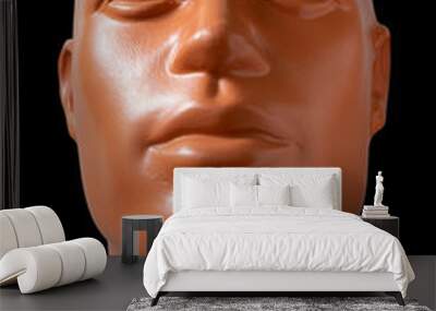 Mannequin head. Brown mannequin head portrait. Isolate on a black background. Wall mural