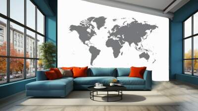 A world map is shown in black and white. The map is a simple, clean design with no color Wall mural