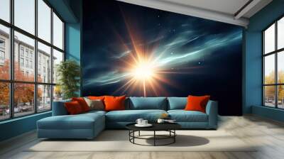 A bright star shines in the darkness Wall mural