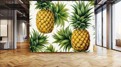 A close up of ripe pineapples. Wall mural