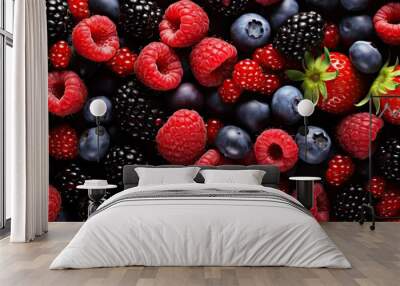 A mix of fresh, colorful berries. Wall mural