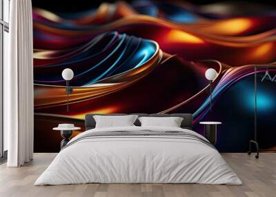 Abstract waves of color Wall mural