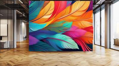 Colorful feathers abstract art Wall mural