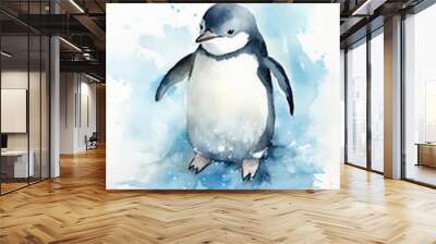 Cute penguin watercolor art Wall mural