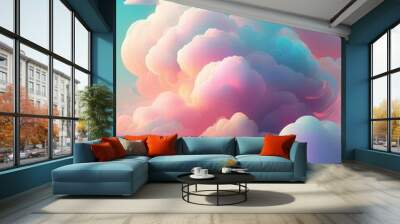 Dreamy cloudscape in pink & blue Wall mural