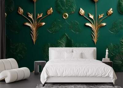 Elegant gold & green design Wall mural