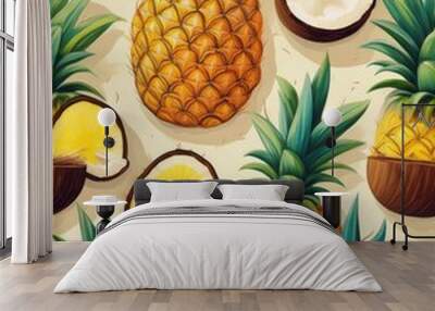 Fresh pineapple and coconut Wall mural