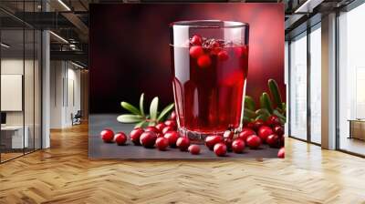 Glass of cranberry juice with berries Wall mural